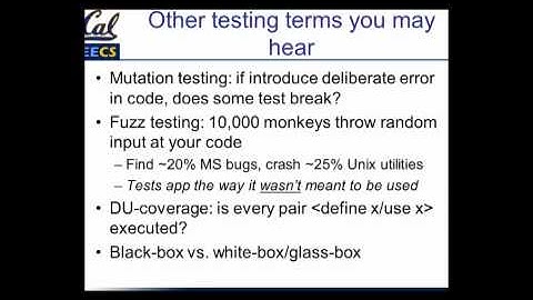 coursera - SaaS - 5.8 - 5.11 - Coverage and Testing Concepts and Perspectives