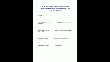 ALEKS Math Placement Exam Latest 2024 2025 Update Questions and Verified Answers 100 Correct Grade A