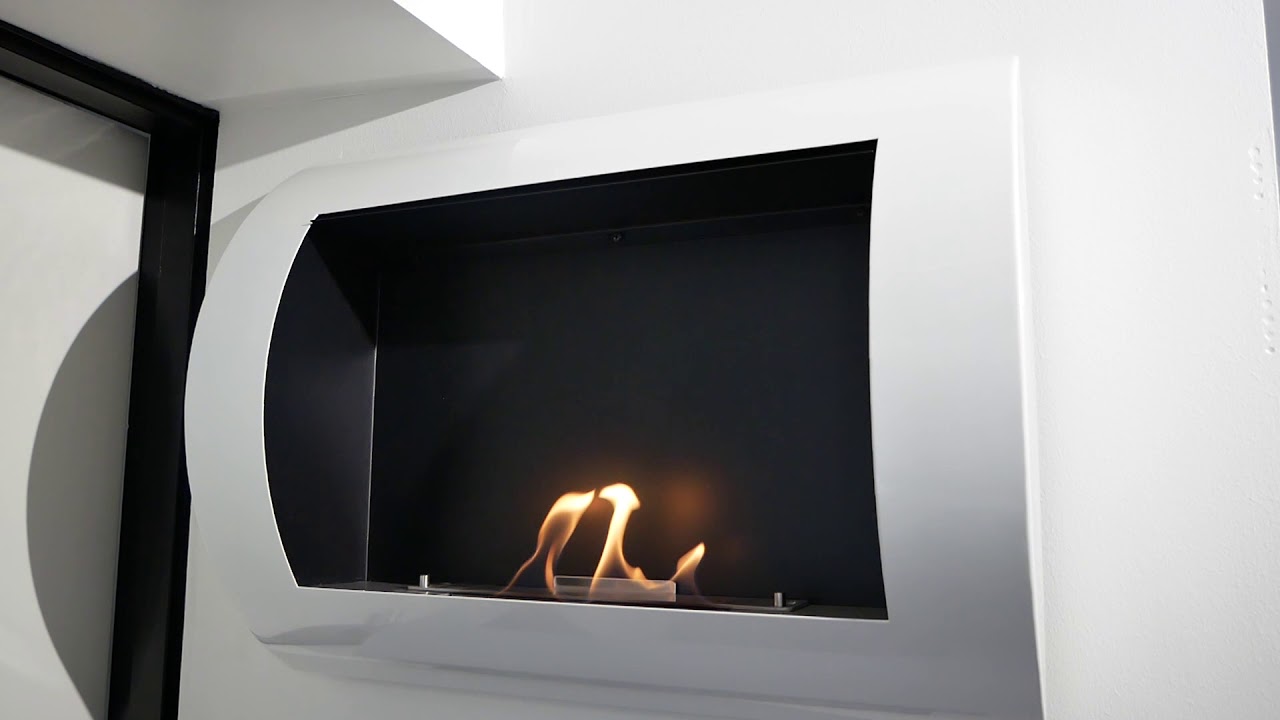 Small White Wall Mounted Bioethanol Fireplace Youtube