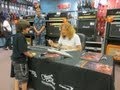 Dave mustaine of megadeth signing vince minogues wireless soul commemorative dean guitar 071913