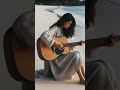 Ethereal Echoes: Clarissa Acoustic's Serene Guitar Melodies in a Sunset Beach Setting