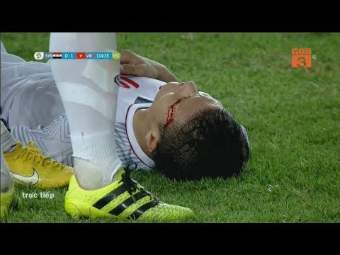 Tình huống Quang Hải bị cầu thủ Syria chơi xấu đổ máu trên sân | Bóng Đá NHP