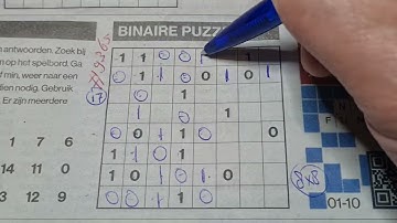 Tuesday. Bonus Extra edition. (#9365) Binary01 Sudoku puzzle.  10-01-2024 Extra part 3 of 4