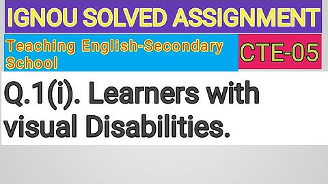 IGNOU SOLVED ASSIGNMENT CTE-05 Q.1(i)