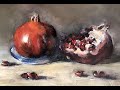 Painting Pomegranates in oil. Alla prima. Beginners.