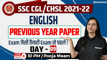 SSC CHSL 2022 English Preparation | SSC CGL English Preparation | SSC English PYQ | By Pooja Mam- 09