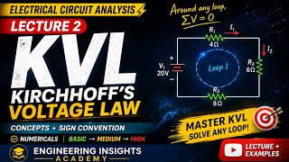 Kirchhoff's Voltage Law (KVL) Explained + Solved Problems | Elecarical Circuit Analysis Lecture 02
