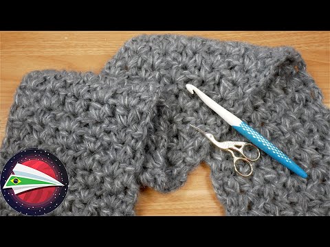 Croché | Cachecol aconchegante com lã dupla | Cachecol brilhante rápido e fácil