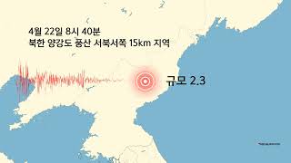 북한 양강도 풍산 규모 2.3 지진