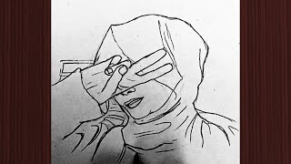 Hidden Face Drawing - Pencil Sketch How To Draw A Hijab Girl Covering Face By Hand Step By Step