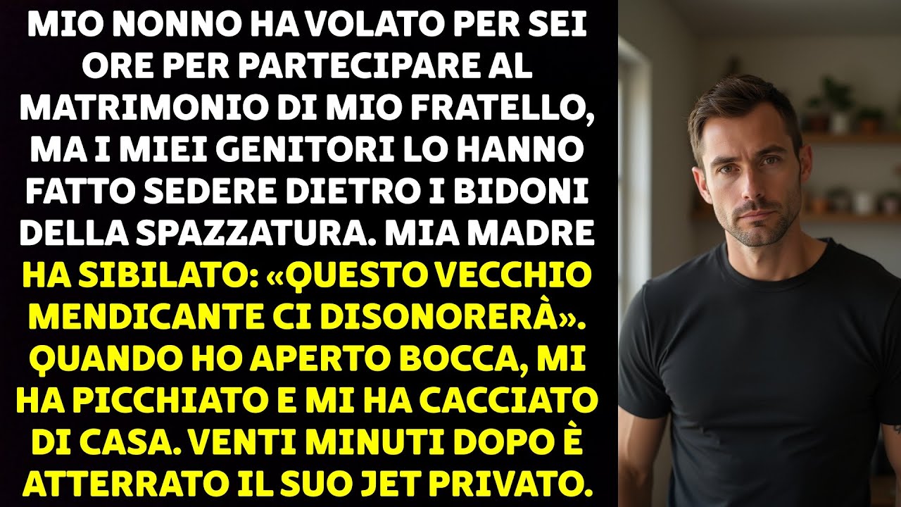 Mio nonno è volato per sei ore solo per essere al matrimonio di mio fratello, e i miei genitori lo hanno fatto sedere dietro i bidoni della spazzatura, vicino al fumo della griglia. Quando ho...