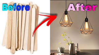 How To Make Wall Hanging Lamp With ice cream Stick #viral #youtube