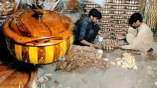 Process of wood Carving ||! How wooden hot pot are made