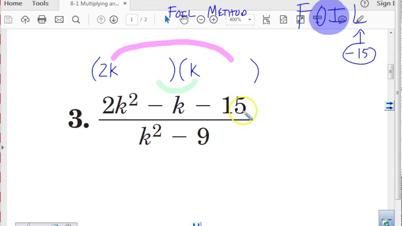 8 1 Algebra 2B Multipyling and Dividing Rational Expressions Part A ...