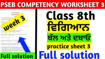 class 8 competency worksheet 3 science Punjabi medium full solution