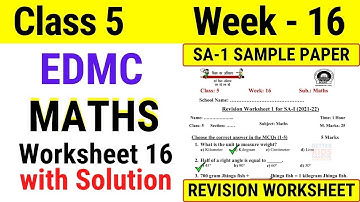 EDMC Class 5 Maths Week 16 Worksheet 16 | Class 5th maths Week 16 solution edmc worksheet class 5