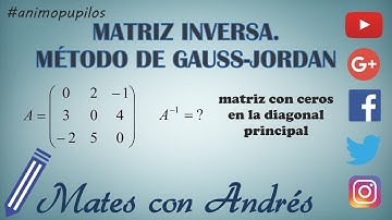 Matriz inversa 3x3. Método de Gauss-Jordan. Matriz con ceros en la diagonal