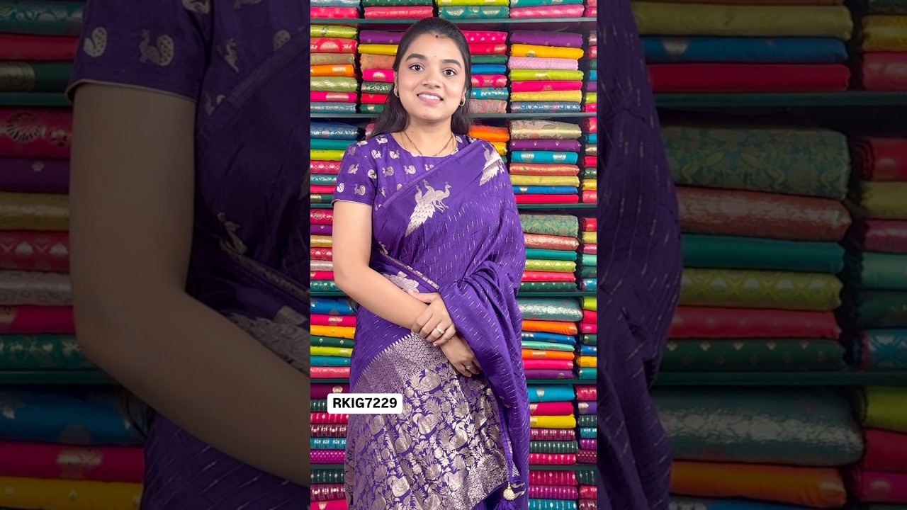 Munga Silk PeacockButta Purple Saree 