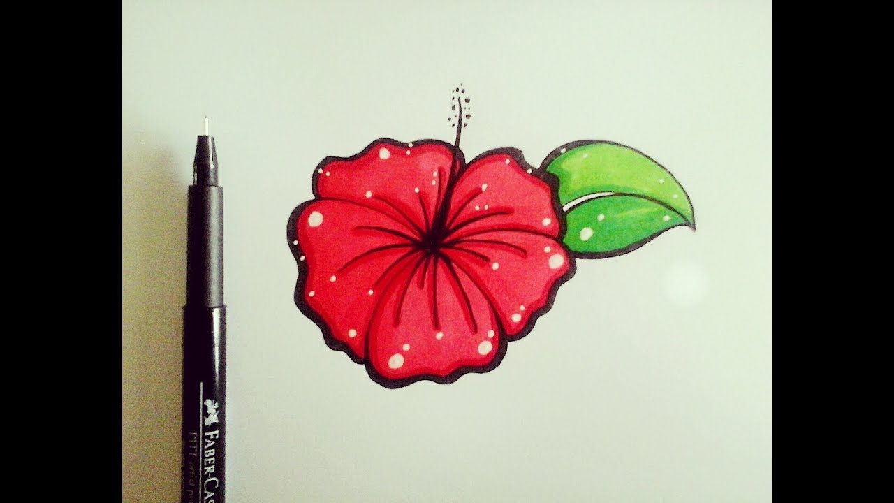 how to draw flowers for beginners- easy version hibiscus flower - YouTube