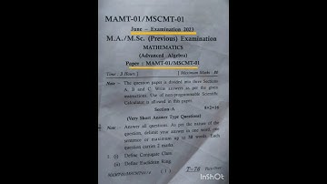 vmou previous year paper june2023 exam mscmt-01 advance algebra #viral #shorts #vmou #msc #vmouexam
