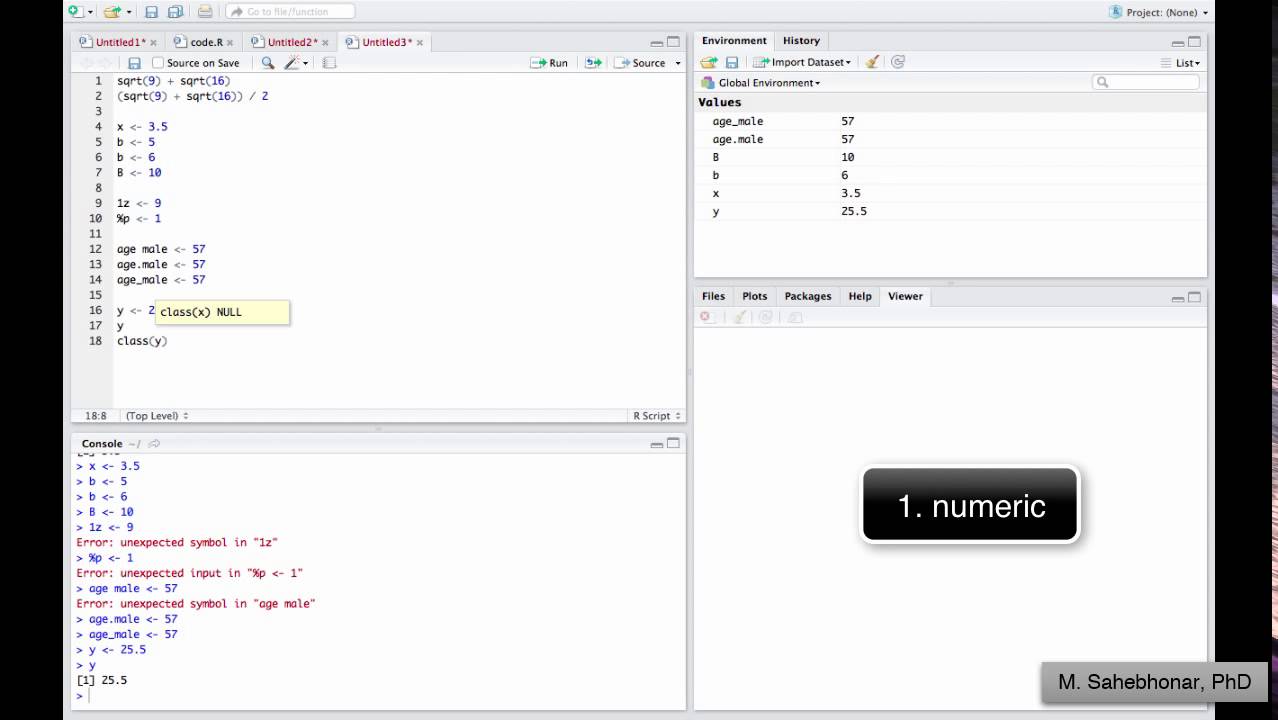 آموزش نرم افزار R - تعریف متغیر(variable) در R - YouTube