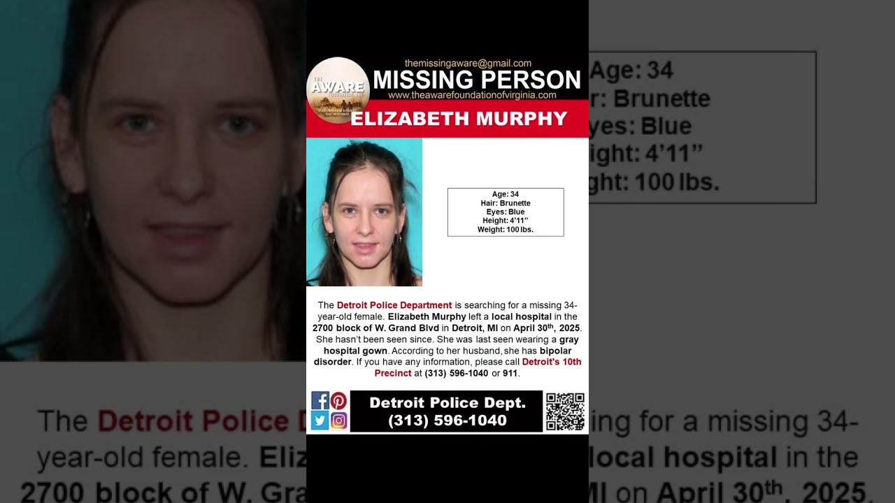34 YEAR OLD ELIZABETH MURPHY IS MISSING FROM DETROIT MICHIGAN HELP BRING HER HOME SAFE 