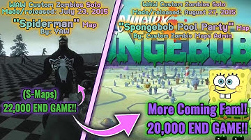 WAW Custom Zombies Solo▐ "SpiderMan & Spongebob Pool" Party Map Completed