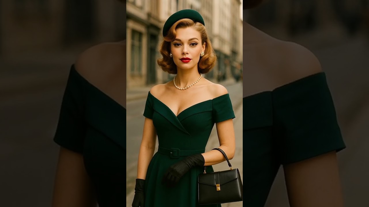 Mid-century fashion icon. Retro glamour with Parisian flair. 