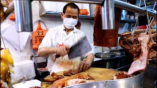 Amazing Fastest Chopping Roasted Pork Roasted Ducks & Chicken in Hong Kong 斬燒臘快刀手 快得驚人 金寶燒臘小廚茶餐廳 深水埗