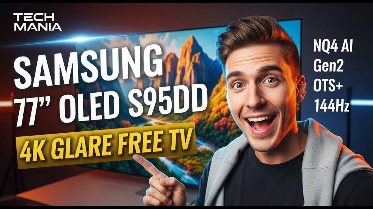 Samsung 77" OLED S95DD 4K Glare Free TV (2024) | NQ4 AI Gen2, OTS+, 144Hz