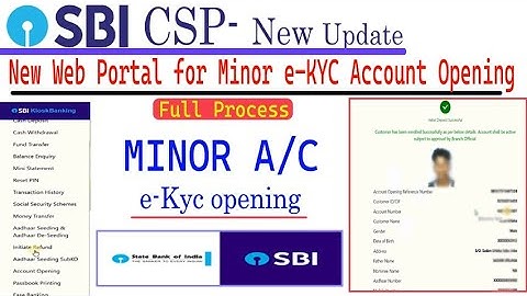 SBI Minor Account Opening through ekyc mode I New Web Portal l Instant Account l Full Process