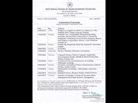 Exam Schedule of WBHS 2024 - YouTube