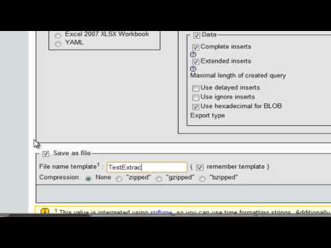Phpmyadmin Extracting a Database