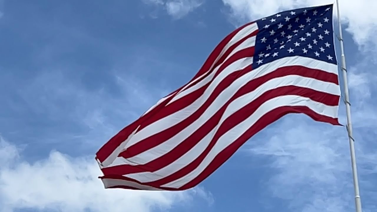 American Flag Flying in the Wind Celebrating Independence Day 4th of July drone and iPhone 4k Video