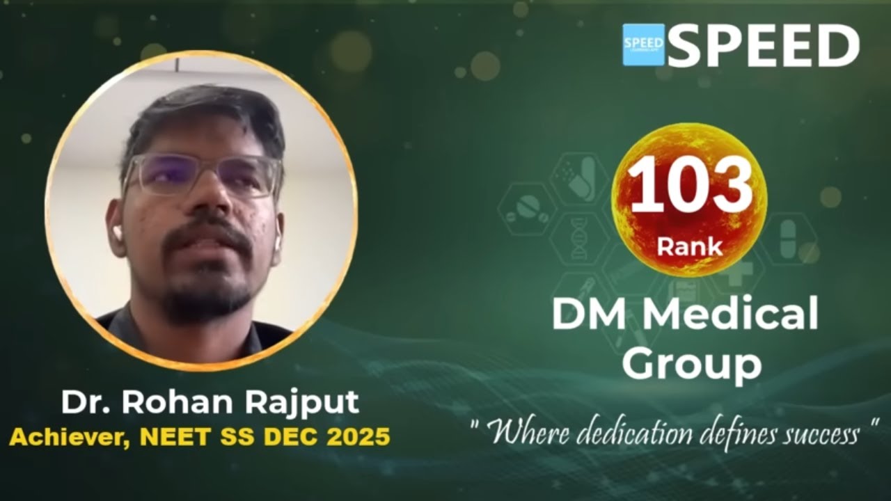 Usama Rohan Rajput NEET SS Dec 2025 Rank 103 | Dr. Rohan Rajput | DM Medical Group | SPEED ...
