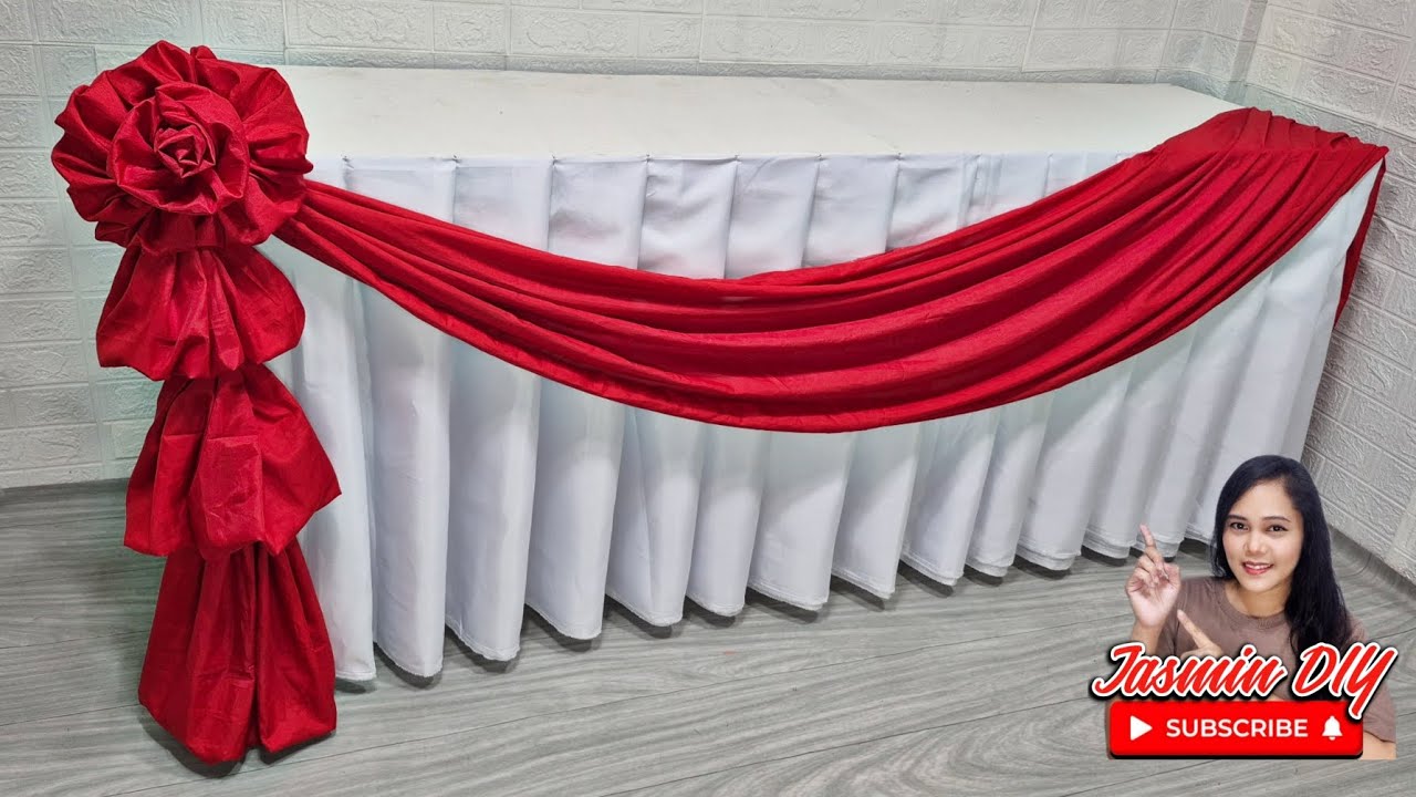 ROSE WITH CHAIN FOLD SCALLOP DESIGN TABLE SKIRTING IDEAS #valentine #wedding #mothersday #tabledecor