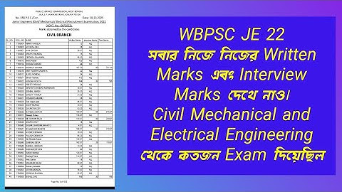 PSC JE 22 Individuals Marks Analysis || Junior Engineer Interview Marks Analysis 