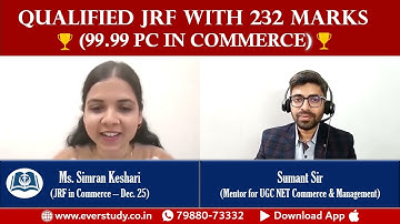🎉 JRF Qualified with 232 Marks | 99.99 PC in Commerce | Success Story of Ms. Simran Keshari 🏆