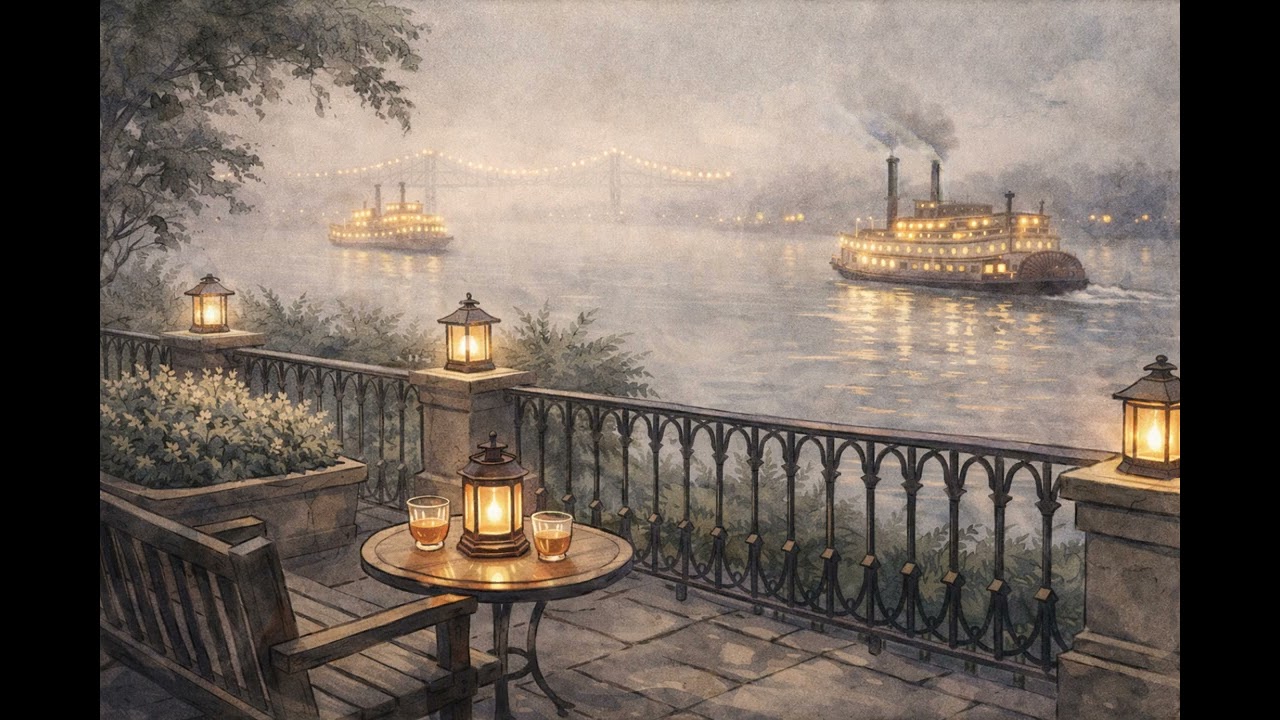 Foggy Mississippi Riverboat Night | 2 Hour New Orleans River Ambience
