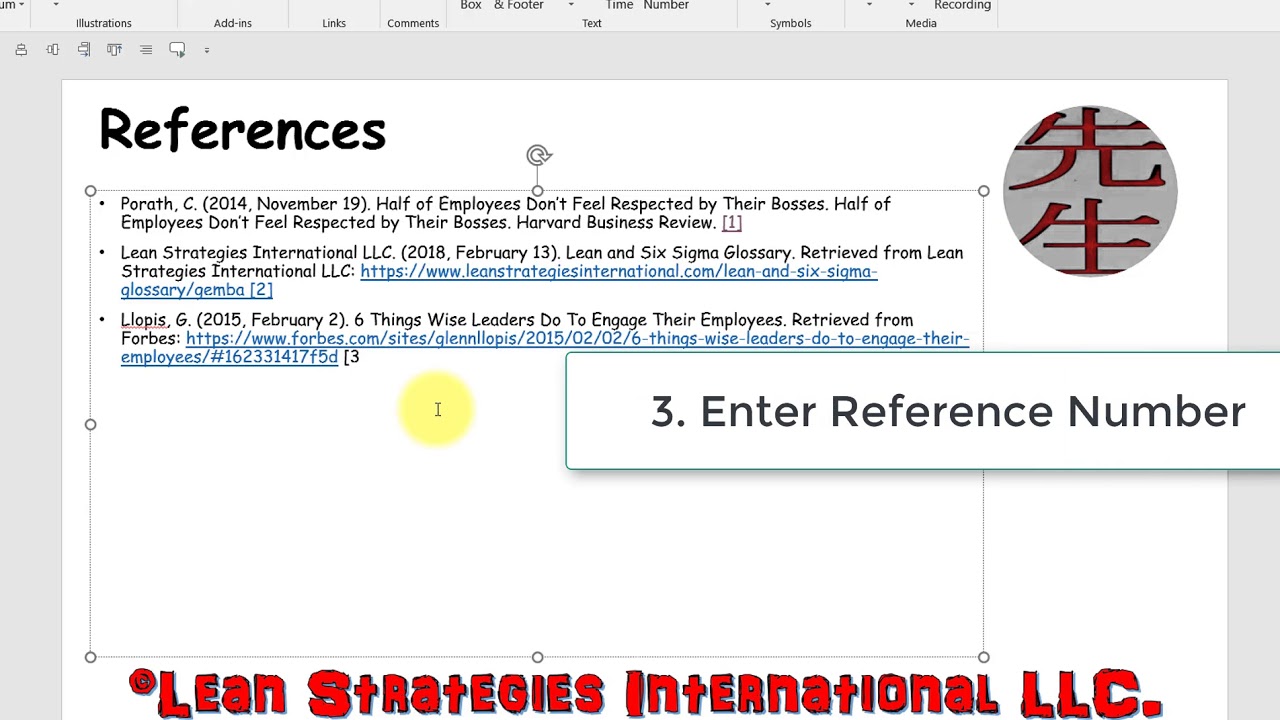 how do you reference in a powerpoint presentation