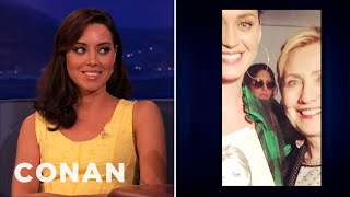 Aubrey Plaza Photobombed Katy Perry & Hillary Clinton | CONAN on TBS