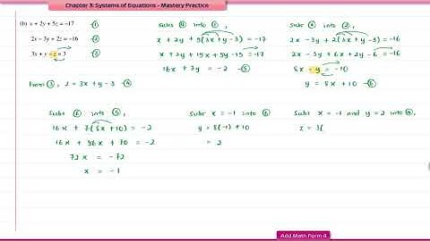 Add Math Form 4 - Chapter 3: Systems of Equations - Mastery Practice