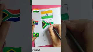 Details 🇮🇳+🇿🇦+🇧🇷 INDIA, SOUTH AFRICA, BRAZIL Flag drawing #shorts #india #southafrica #brazil#flag #drawing Update