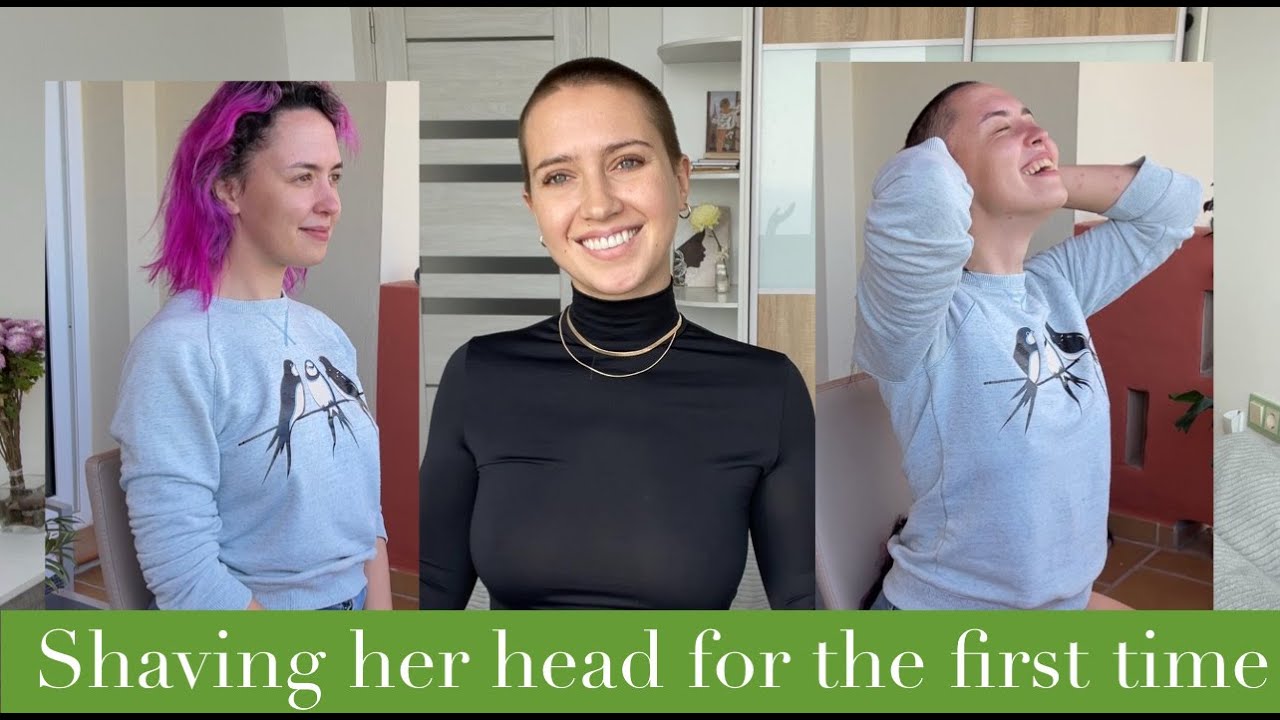 My friend is shaving her head for the first time - YouTube