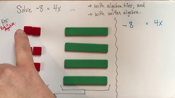 How to solve ax = b with algebra tiles and with written algebra (for a natural number a)