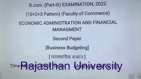 B.com 3rd year exam paper 2022 |  Business Budgeting | Dr. Ruchi Khandelwal