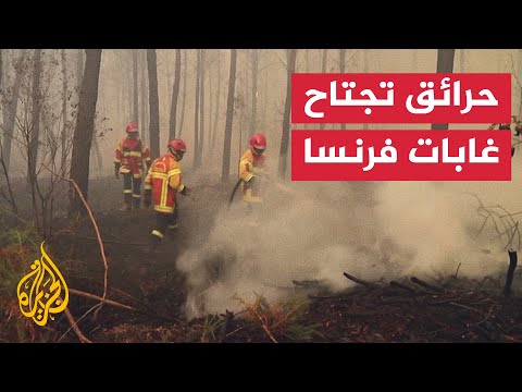 رجال الإطفاء يحاولون السيطرة على حرائق الغابات في جنوب غربي فرنسا