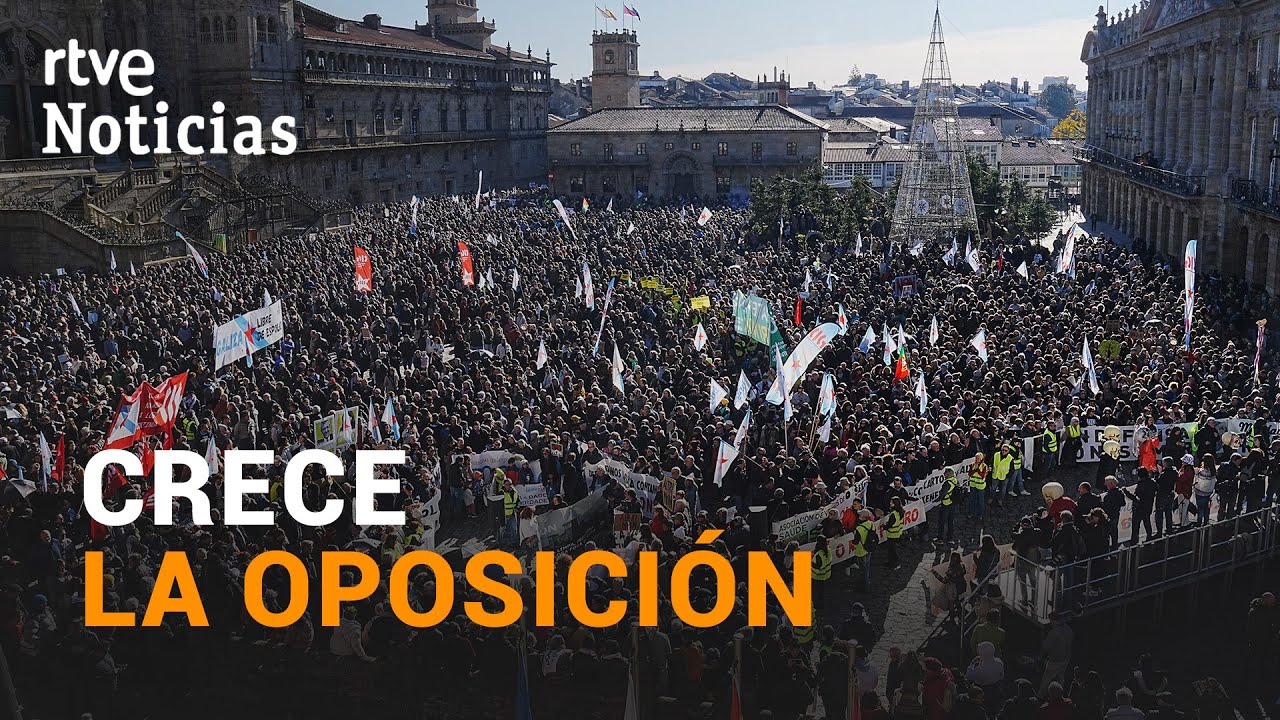 ALTRI: Multitudinaria MANIFESTACIÓN contra la MACROCELULOSA en SANTIAGO de COMPOSTELA | RTVE