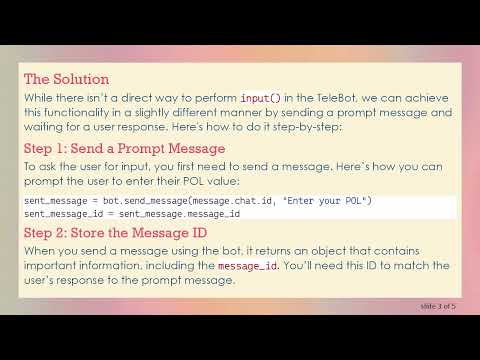 How to Use input() with TeleBot in Your Telegram Bot