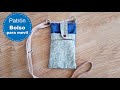 Como hacer bolso pequeño para móvil reciclando tela de jeans vaqueros